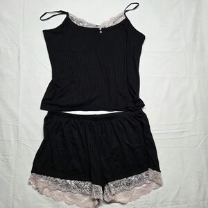 Flora Nikrooz Black and Lace Pajama Set Womens Sleepwear